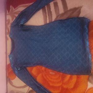 Blue and black shimmer dress.